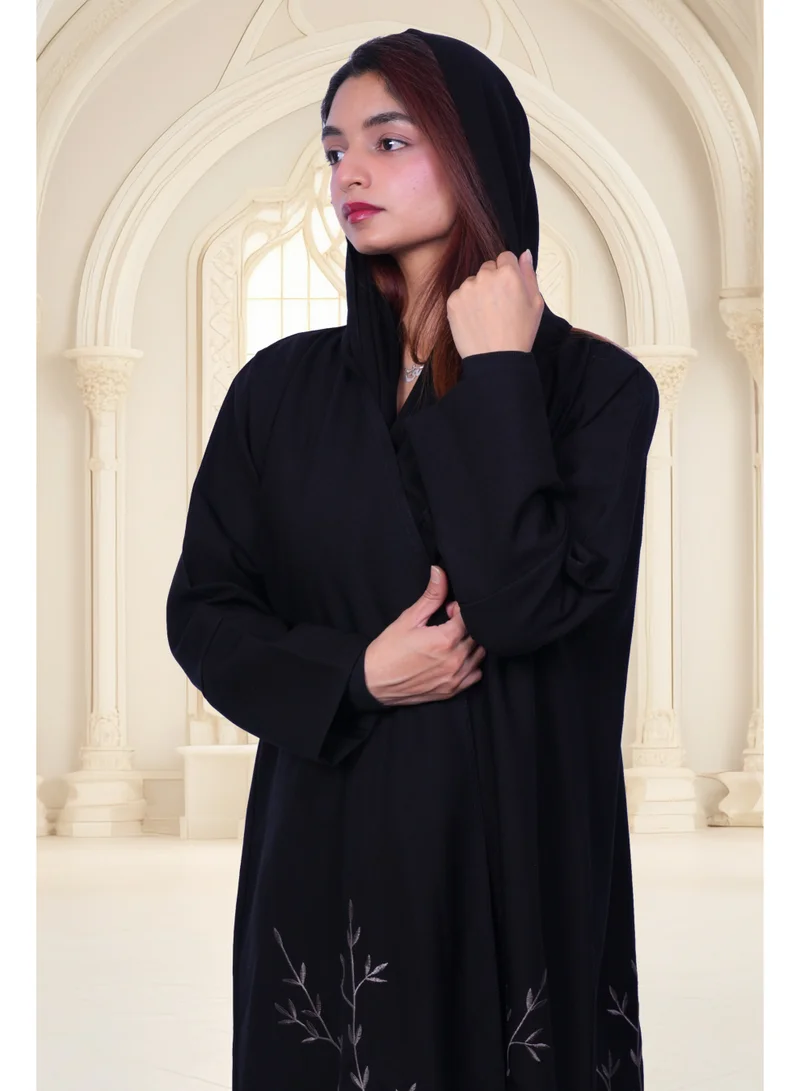 FASHION LINE Floral Grace Abaya with Embroidered Elegance