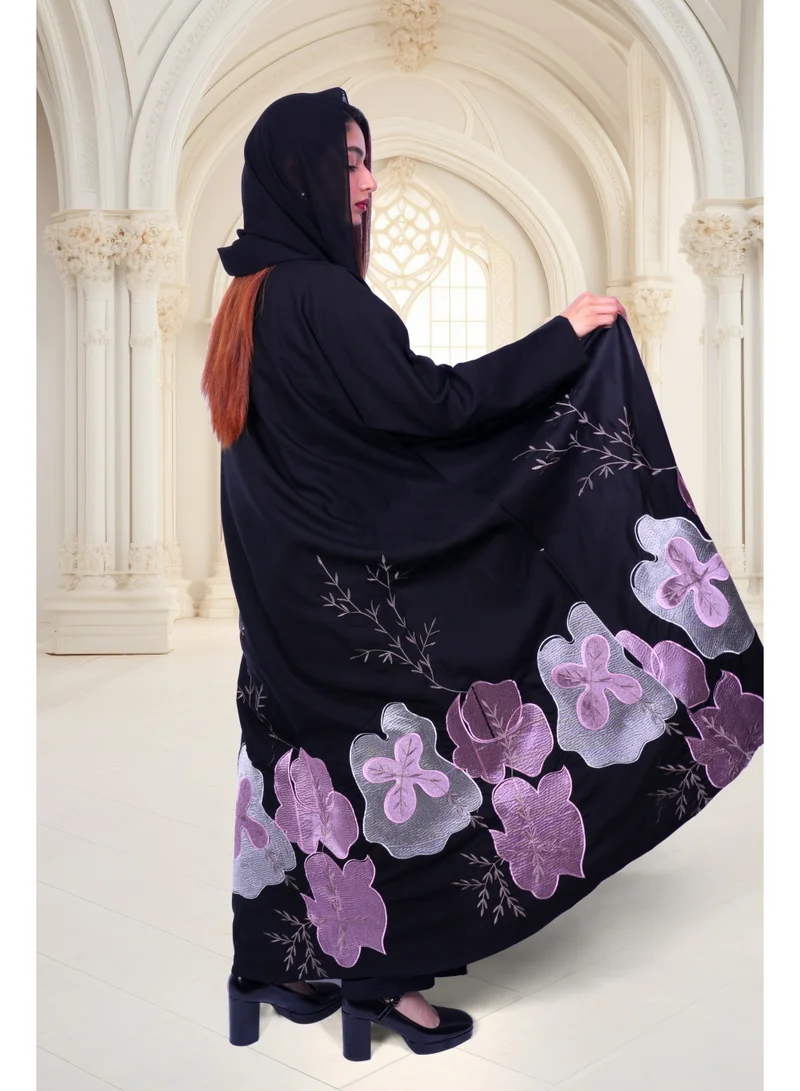 FASHION LINE Floral Grace Abaya with Embroidered Elegance