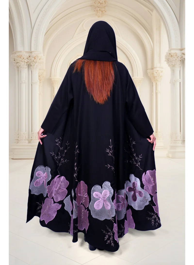 FASHION LINE Floral Grace Abaya with Embroidered Elegance