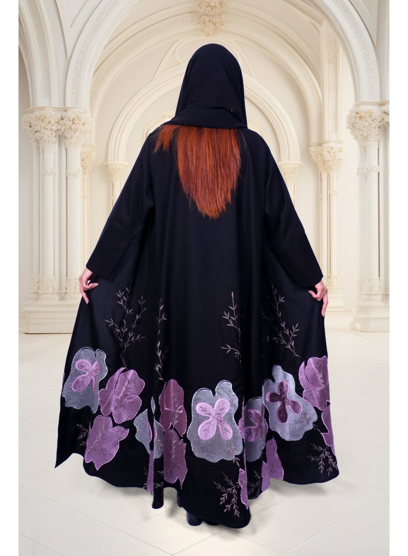 فاشون لاين عباية مزينة بالزهور مع تطريز أنيق - Image 3