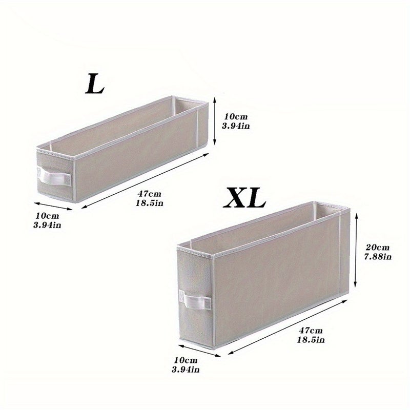 Slim Cloth Narrow Storage Box with Multiple Compartments Foldable Fabric Drawer Organizer Suitable for Socks Underwear Bras Accessories Space Saving Cabinet Drawer and Desktop Organizer White L 2pcs - Image 3