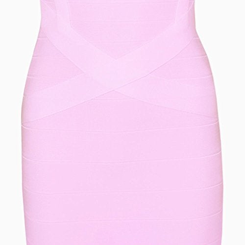 HLBandage Midi-Calf Solid Color Spaghetti Strap Rayon Bandage Dress(M,Light Pink) - Image 5