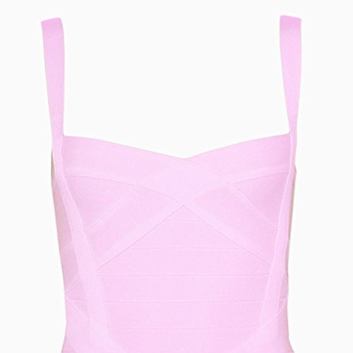 HLBandage Midi-Calf Solid Color Spaghetti Strap Rayon Bandage Dress(M,Light Pink) - Image 4