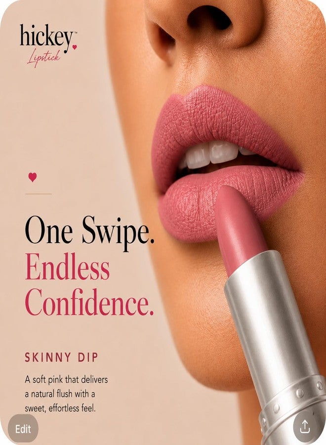 Hickey Lipstick Refill, Skinny Dip - Long Lasting Light Pink Lipstick - Hydrating Lip Color Infused with Nourishing Jojoba Oil for Women - Highly Pigmented, Vegan, Gluten-Free Formula - Image 3