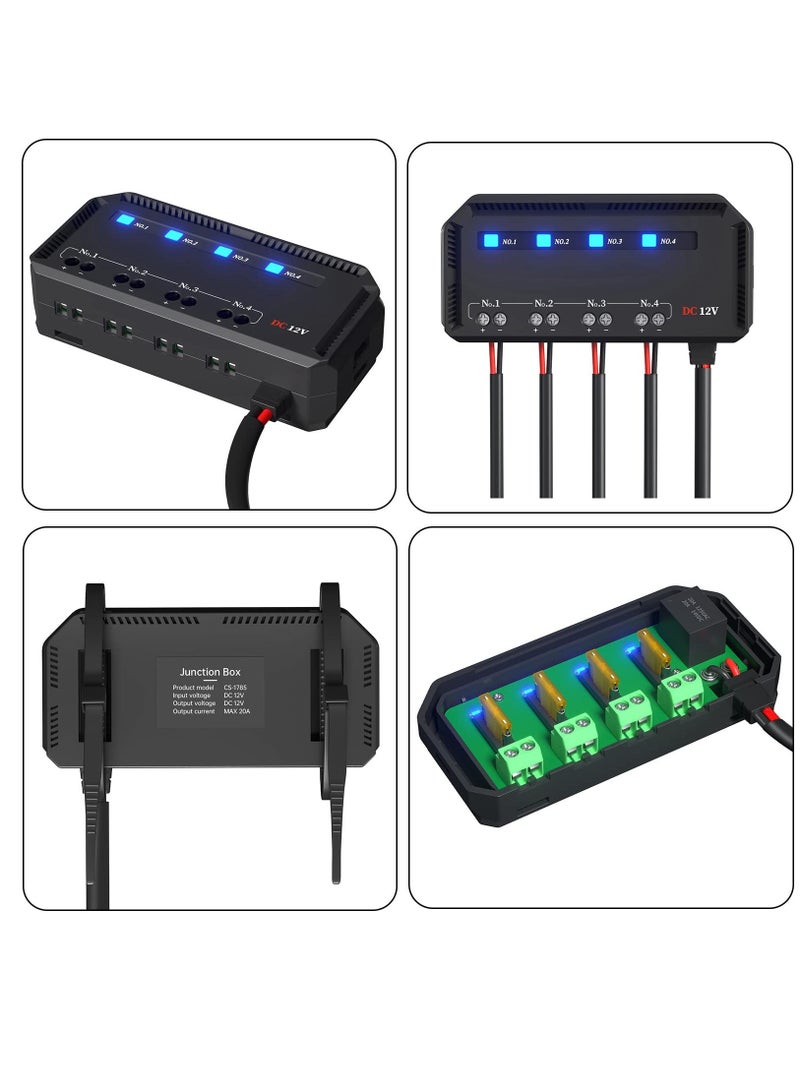 إسكدنيا Fuse Block 12V 20A Waterproof Fuse Relay Box Kit with LED Indicator Automotive Fuse Box Quick Wiring Heat-resistant Fuse Holder Panel with 5A 3A 2A Fuses for Car Motorcycle - Image 2