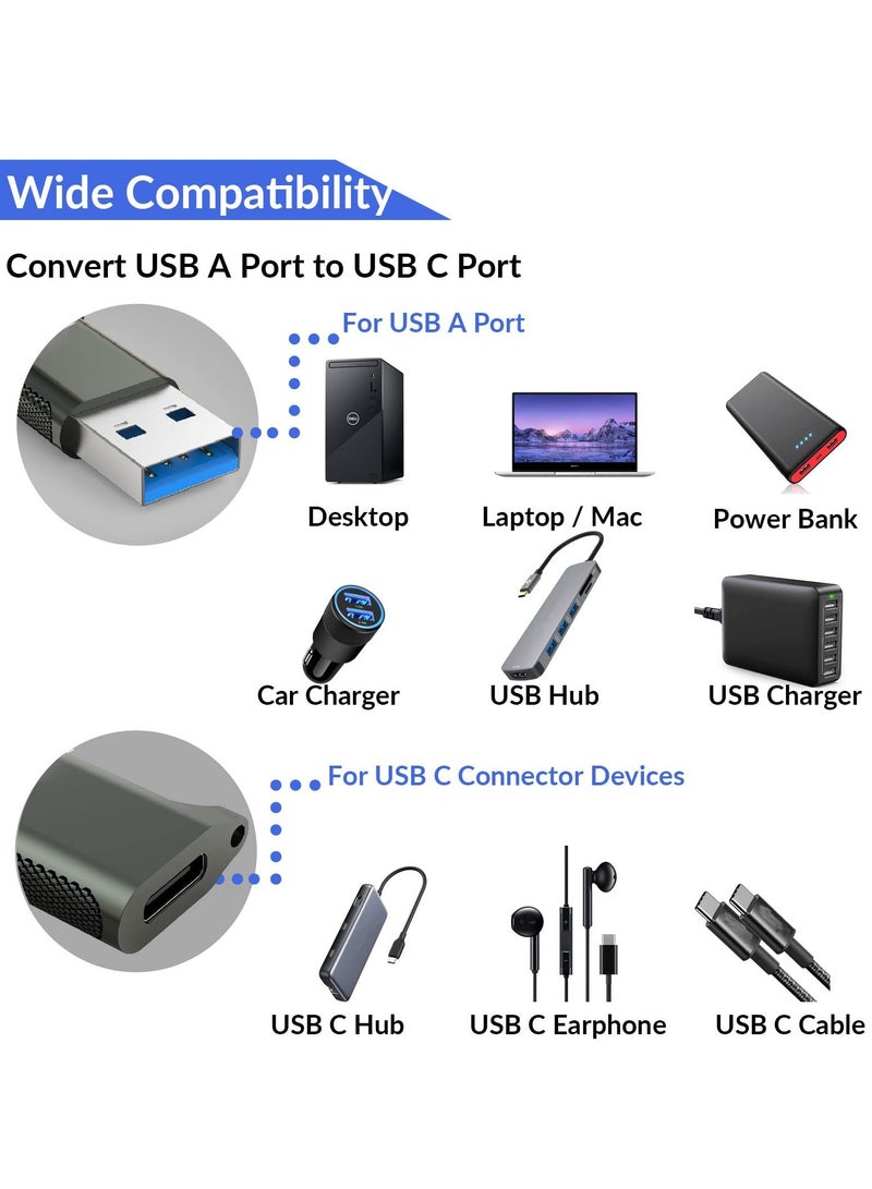 USB C Female to A Male Adapter 3.1 Gen 2 True 10Gbps Type Converter Support Charging Audio Data Transfer USB-C - Image 3