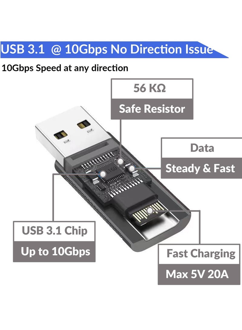 USB C Female to A Male Adapter 3.1 Gen 2 True 10Gbps Type Converter Support Charging Audio Data Transfer USB-C - Image 5