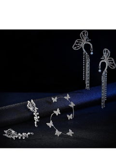 SYOSI 6 Pieces Butterfly Ear Cuff Butterfly Earrings Butterfly Ear Crawler Clip Wrap Diamond Zircon Stud Earrings for Women Girls  - Image 2