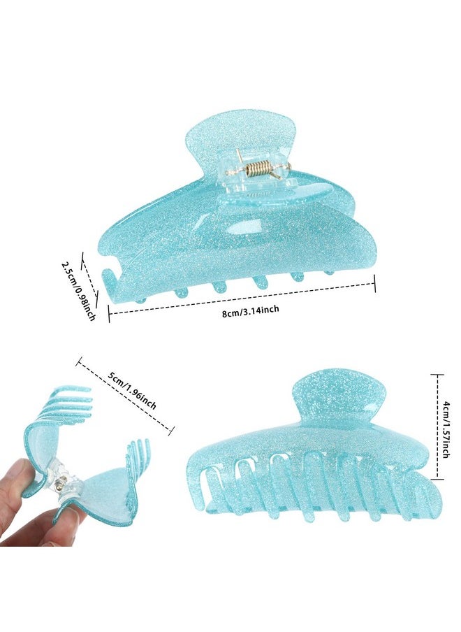 HAIMEIKANG 4Pcs Large Hair Claw Clips Acrylic Big Hair Clips For Thick Hair Strong Hold Hair Jaw Clips Nonslip Banana Hair Barrettes Clips For Women Girls (Sparkle(Pink/Silver/Black/Blue))  - Image 4