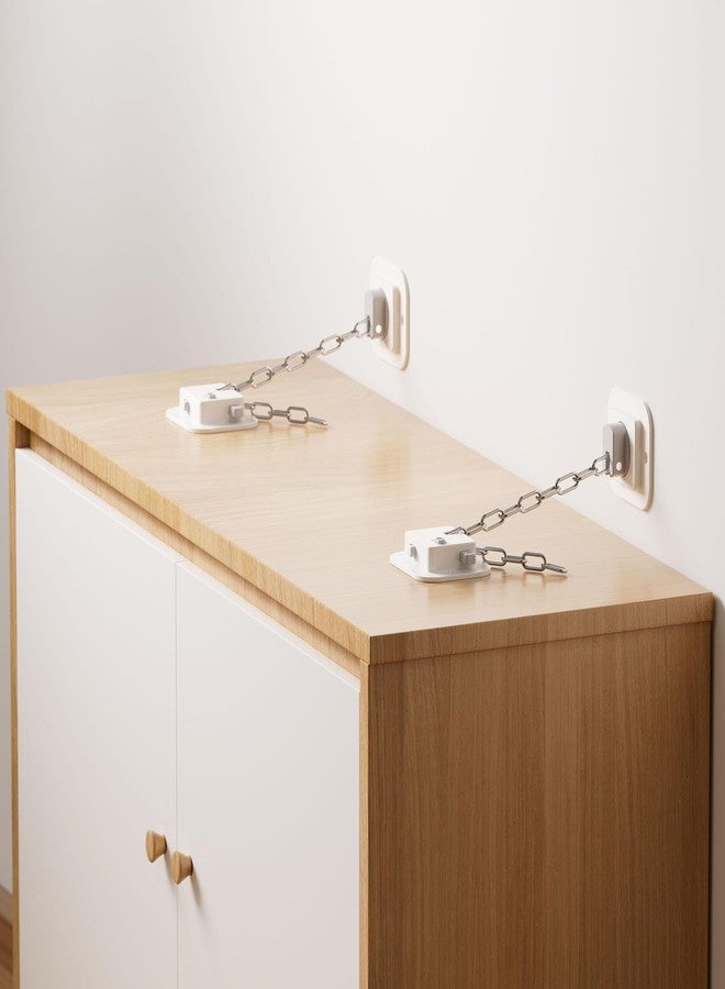 YEYA Upgraded Anti-Tip No Drill Furniture Anchor with 3M Adhesive 10" Adjustable Straps, Baby Proofing Wall Anchors for Child Safety, Playroom Essentials 2P - Image 3