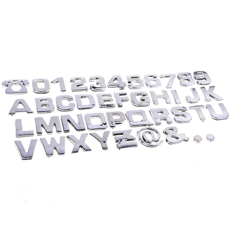 Cosmos 40 Pcs Silver Tone Plastic Car Letters Number Sticker 3D Emblem Trim Badge Decal Sticker