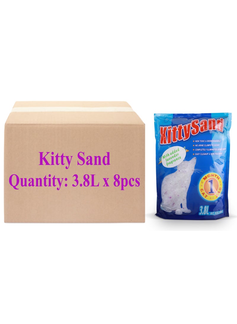 Kitty Sand 100% Natural, Lavender Scented Silica Crystal Premium Quality Cat Litter 3.8L - Pack of 8 - Image 2