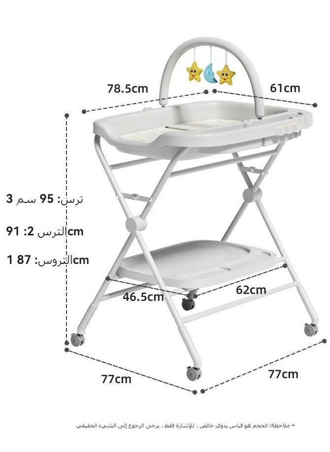XiuWoo - Water-Proof Baby Changing Table with Wheels, Foldable Adjustable Height Diaper Changing Tables with Changing Pad & Storage Rack Diaper Station for Newborn Baby and Infant - Image 1