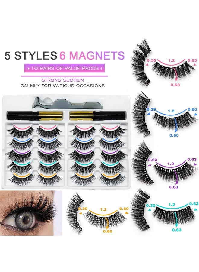 royaomis 10 Pairs Cateye Magnetic Lashes With Eyeliner Natural Looking, 3D Magnetic Eyelashes Natural Look With Eyeliner, Fake Eyelashes Magnetic, Eye Lashes Pack Natural Magnetic Eyelashes - Image 5