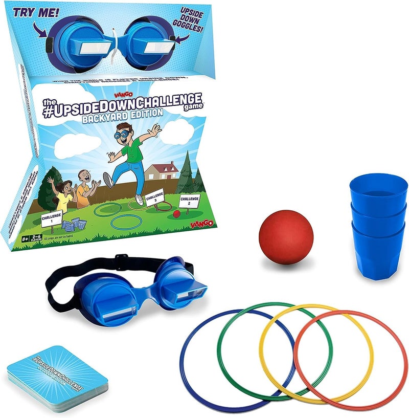 Vango The UpsideDownChallenge Game Backyard Edition for Kids & Family - Complete Fun Outdoor Challenges with Upside Down Goggles - for Game Night and Lawn Parties - Ages 8+ - Image 1