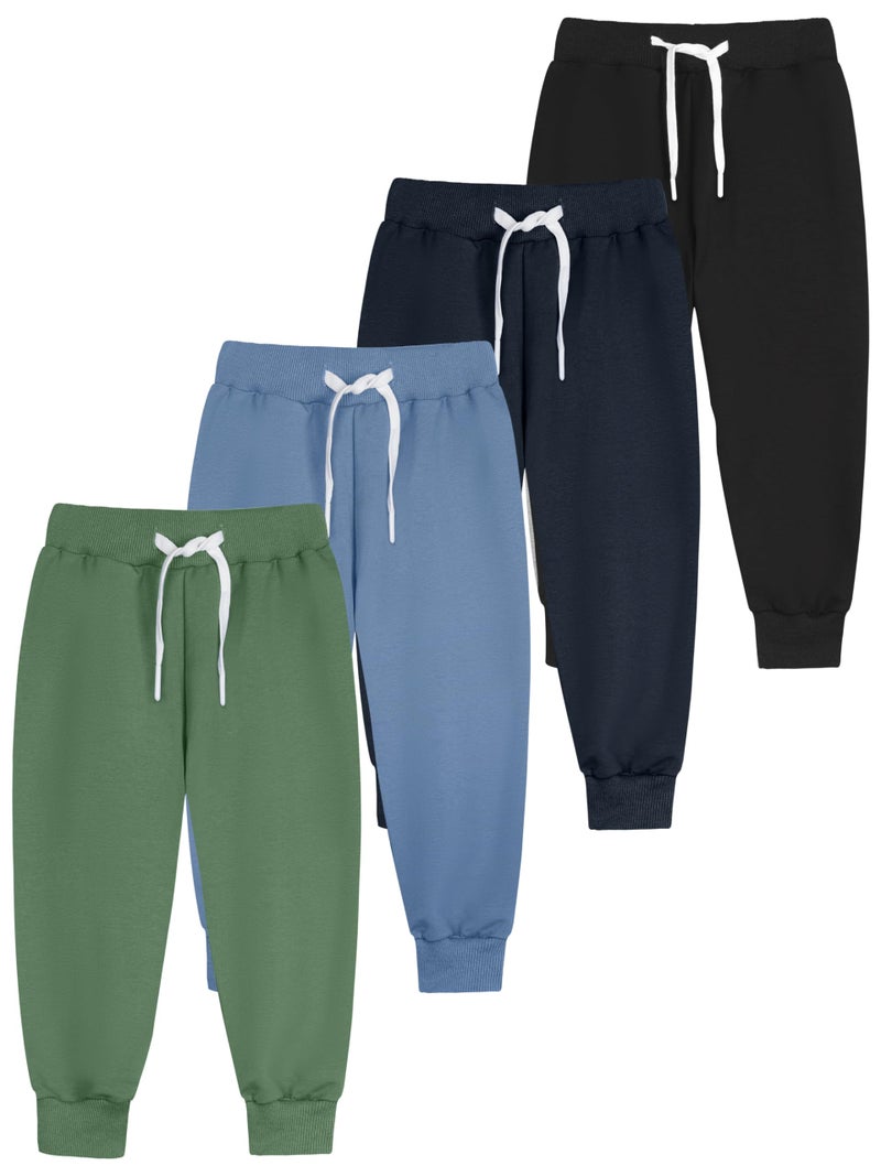 Resinta 4 Pack Toddler and Boys Joggers Sweatpants Cotton Kids Active Pants with Drawstring Casual Athletic Clothes - Image 1