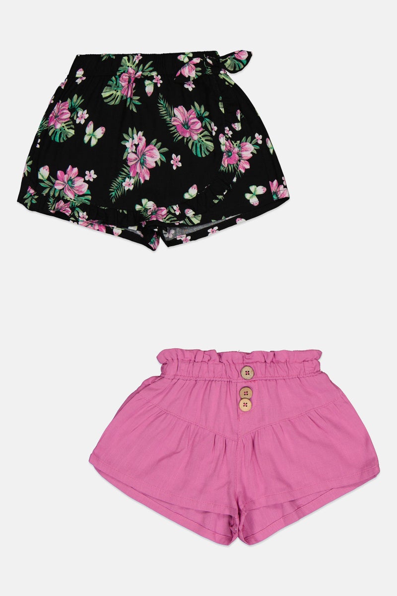 Nanette lepore Toddlers Girl 2Pcs Floral Print Basic Shorts, Multicolor - Image 2
