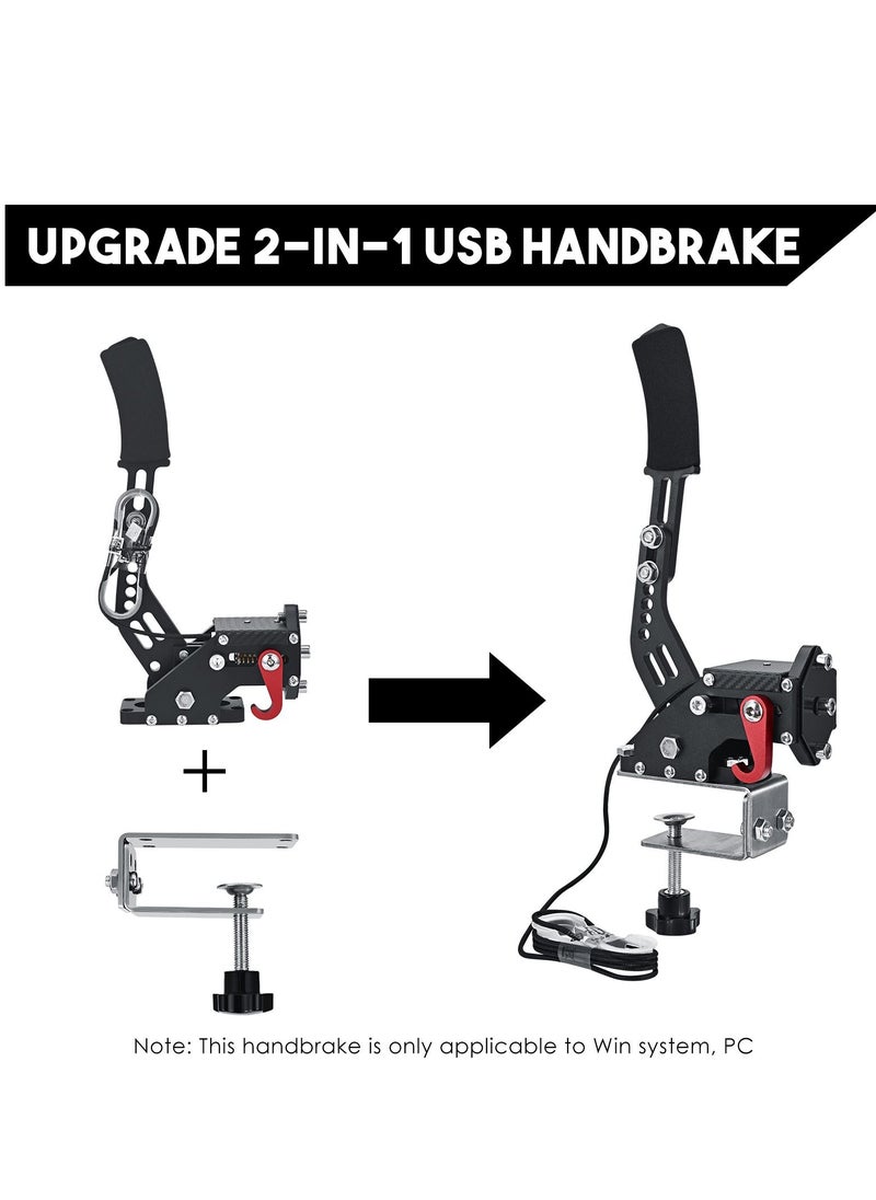 Flash Hawk - 16-bit Sim Handbrake for PC Windows Sim Racing Games USB Handbrake for G25 G27 G29 G920 G923 for Thrustmaster T500 T300 with Handle Grip USB Cable (PC System only) - Image 1