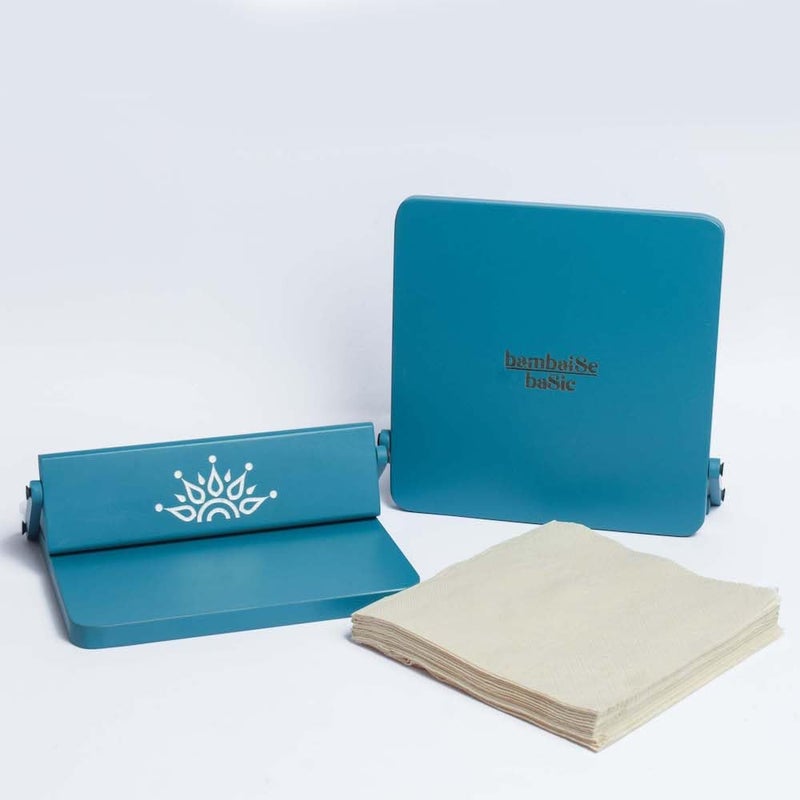 bambaiSe Premium Painted Wood Square Tissue Tray Durable Mandala Art Paper Napkin Holder for Dining Table Blue - Image 4
