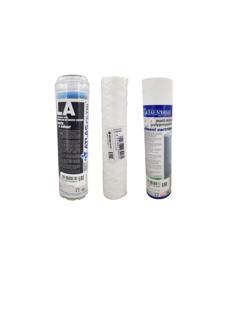 ATLAS - ATLAS Water Filter Cartridge 3 Stages Granular Activated Carbon | Melt-Blown Polypropylene Sediment Cartridge & MCR Cartridge Filter Replacement (SET OF 3) - Image 1