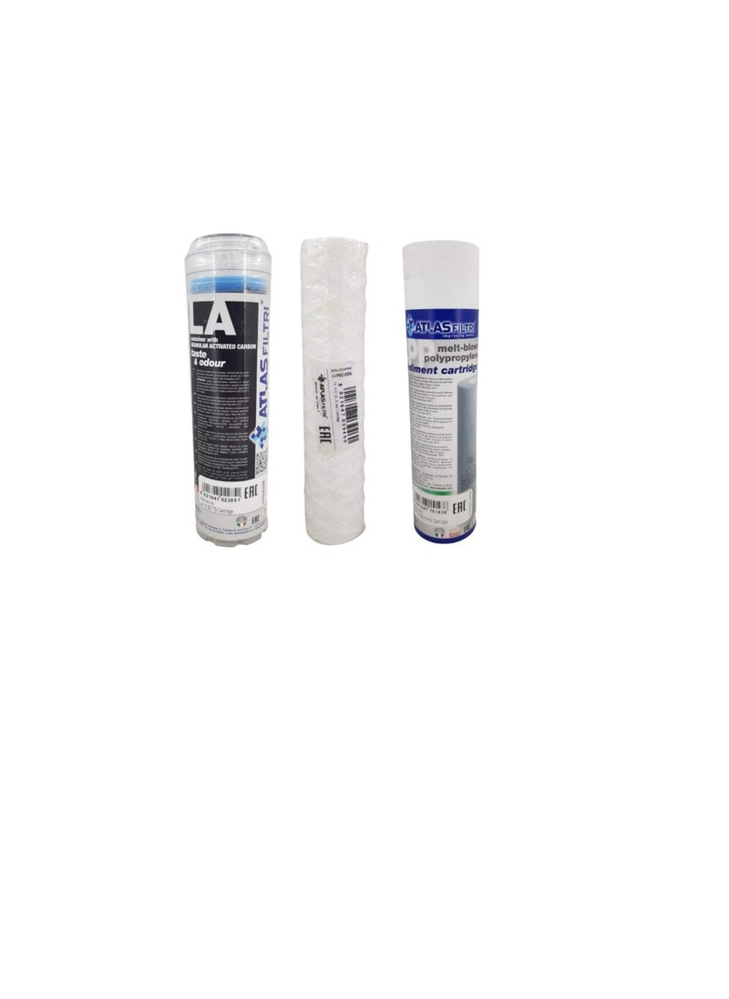 ATLAS - ATLAS Water Filter Cartridge 3 Stages Granular Activated Carbon | Melt-Blown Polypropylene Sediment Cartridge & MCR Cartridge Filter Replacement (SET OF 3) - Image 1