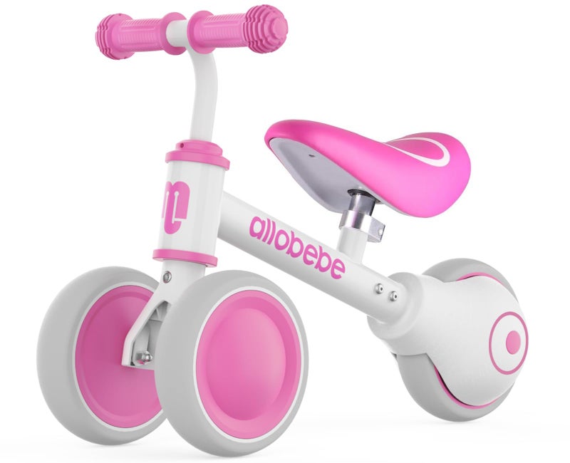 allobebe Baby Balance Bike Cute Toddler Bikes 1236 Months Gifts for 1 Year Old Girl Bike to Train Baby from Standing to Running with Adjustable Seat Silent Soft 3 Wheels