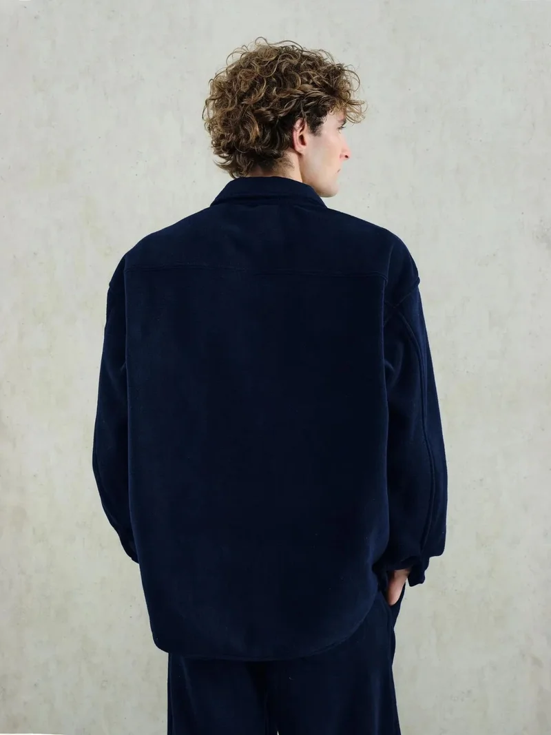 جيستو GIESTO Oversized Plush Shirt with Snap Closure