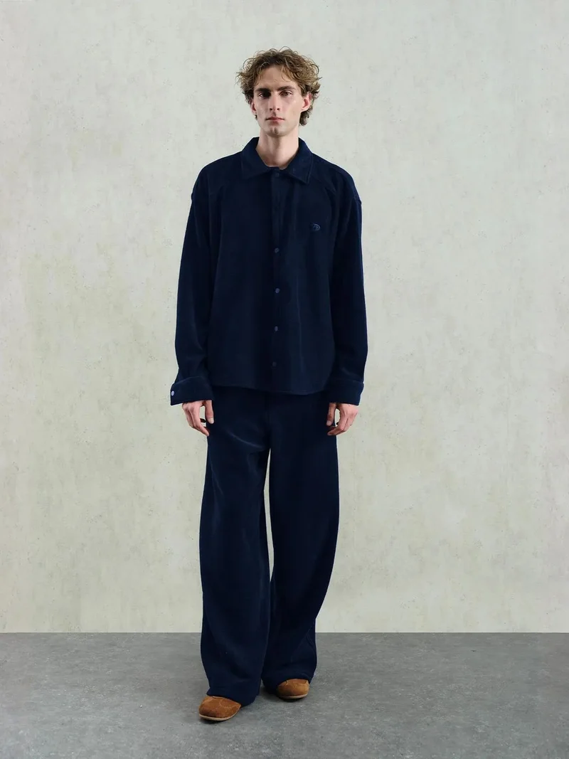 GIESTO Oversized Plush Shirt with Snap Closure