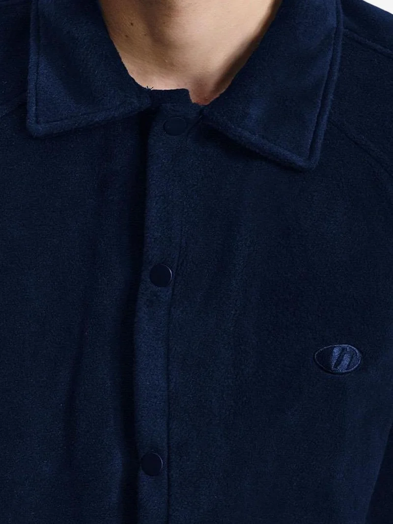 Giesto Navy Blue GIESTO Oversized Plush Shirt with Snap Closure for Men | Best Price UAE