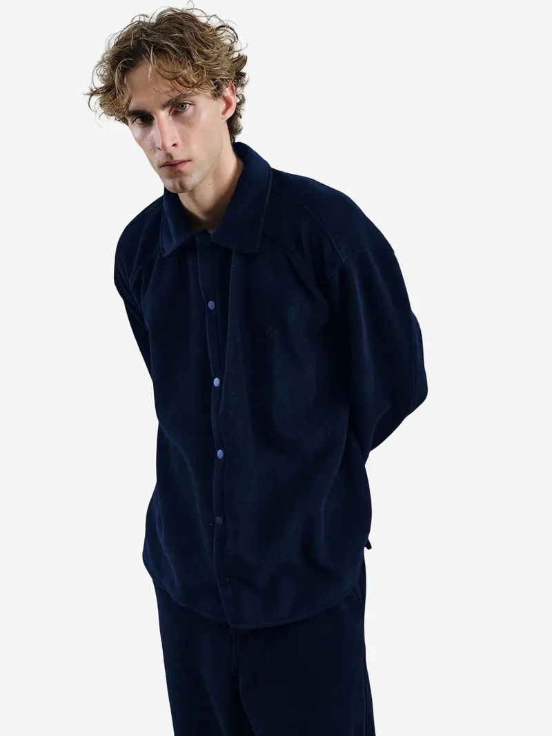 Giesto GIESTO Oversized Plush Shirt with Snap Closure