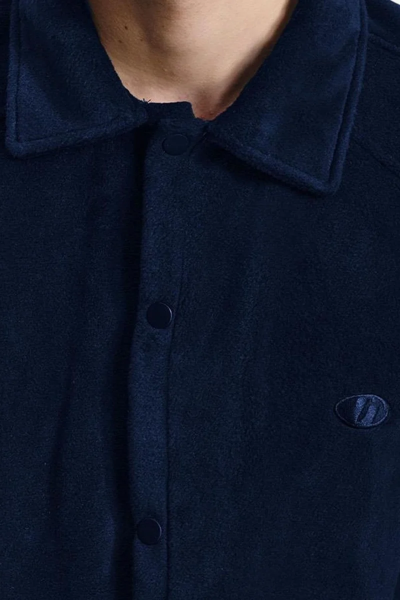 Giesto Navy Blue GIESTO Oversized Plush Shirt with Snap Closure for Men | Best Price UAE
