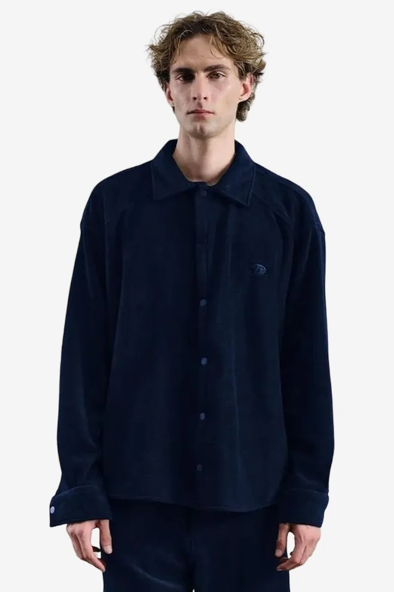 جيستو GIESTO Oversized Plush Shirt with Snap Closure