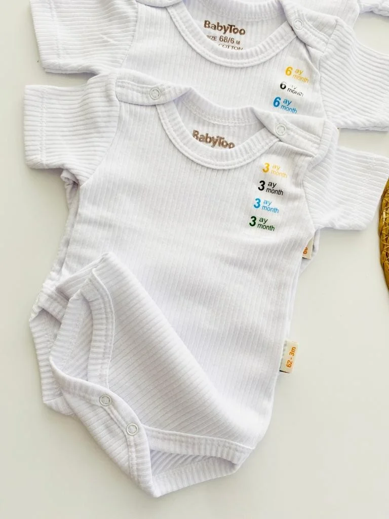 مياكيدزورلد Baby Body Undershirt Undershirt Set 5 Pack Short Sleeve Corduroy Cotton 4 Seasons Snap Fasten Body for Newborn