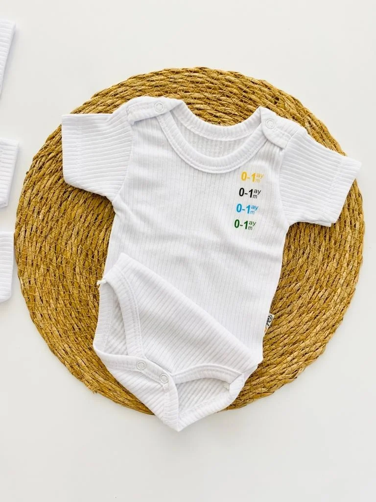 مياكيدزورلد Baby Body Undershirt Undershirt Set 5 Pack Short Sleeve Corduroy Cotton 4 Seasons Snap Fasten Body for Newborn