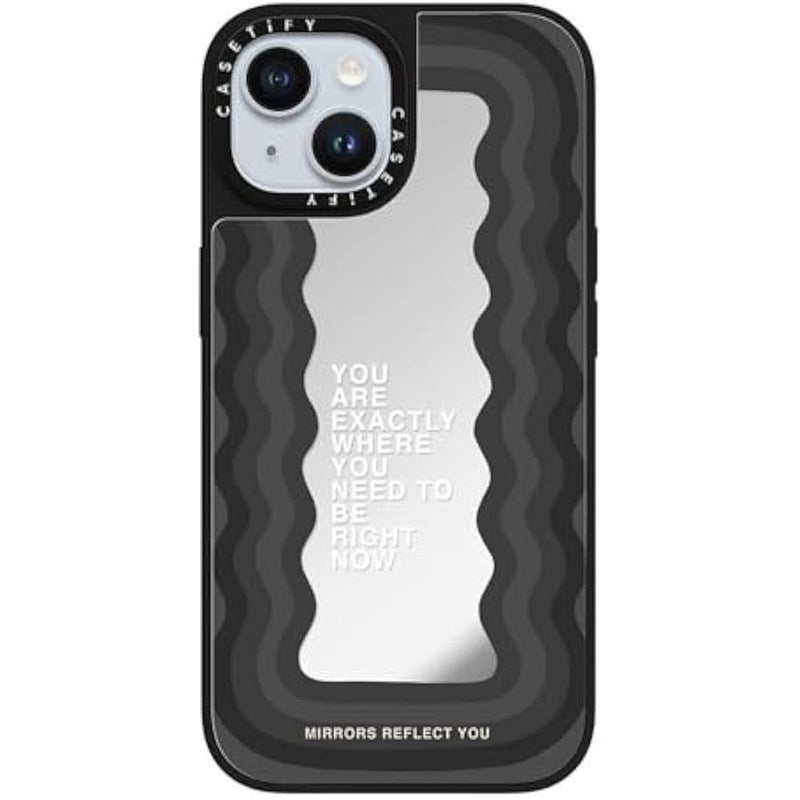Casetify Mirror iPhone 15 Case 【Reflective / 4.9ft Drop Protection/Compatible with Magsafe】 - Need to be - Silver on Black - Image 4