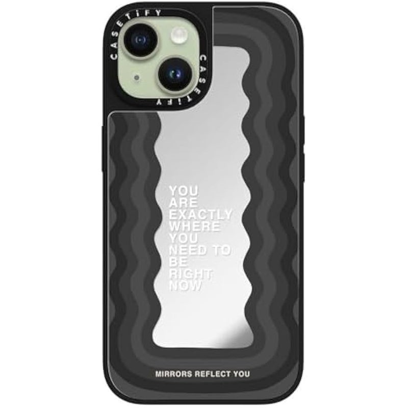 Casetify Mirror iPhone 15 Case 【Reflective / 4.9ft Drop Protection/Compatible with Magsafe】 - Need to be - Silver on Black - Image 3