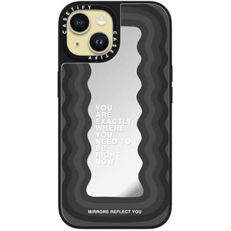 Casetify Mirror iPhone 15 Case 【Reflective / 4.9ft Drop Protection/Compatible with Magsafe】 - Need to be - Silver on Black - Image 2