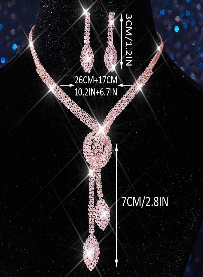 Unicra Silver Rhinestone Bridal Wedding Jewelry Set Crystal Necklace Earrings Sets Formal Prom Costume Jewelry Sets for Women and Brides, Free Size, Metal, No Gemstone - Image 5
