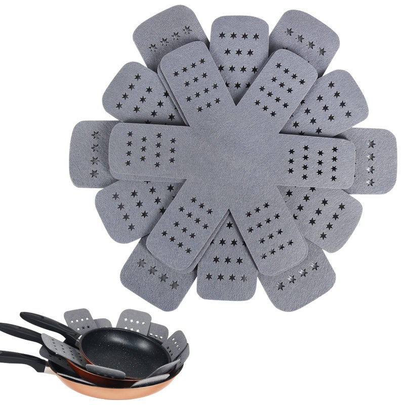BYKITCHEN BYKITCHEN Pan and Pot Protectors Larger  Thicker Pan Protectors with Stars Set of 6 and 3 Different Sizes Pot Protectors for Stacking and Protecting Your Cookware 
