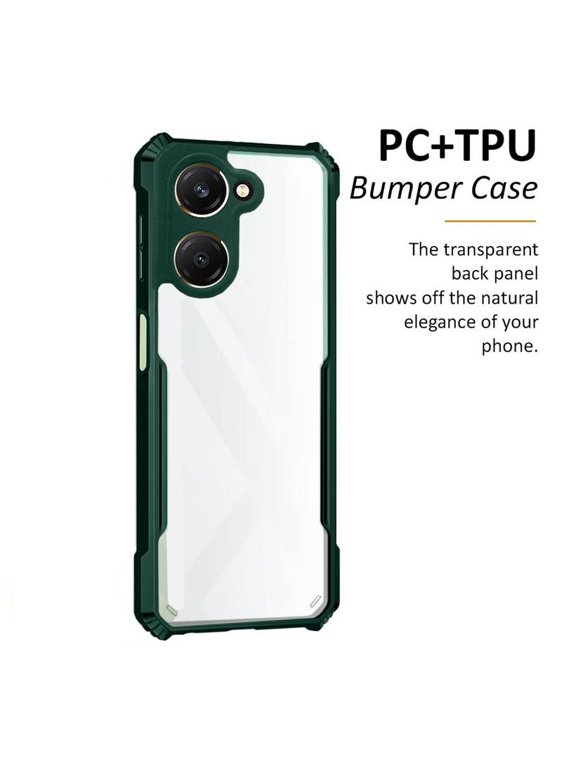 Wtech vivo Y18 4G / Y28s 5G / T3 Lite 5G 2024 Hybrid TPU Silicone with Raised Armour Bumpers Slim Case Cover - Dark Green - Image 2