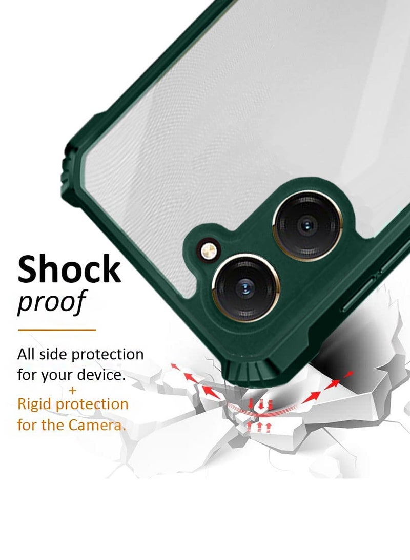 Wtech vivo Y18 4G / Y28s 5G / T3 Lite 5G 2024 Hybrid TPU Silicone with Raised Armour Bumpers Slim Case Cover - Dark Green - Image 4