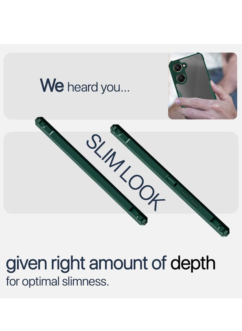 Wtech vivo Y18 4G / Y28s 5G / T3 Lite 5G 2024 Hybrid TPU Silicone with Raised Armour Bumpers Slim Case Cover - Dark Green - Image 5