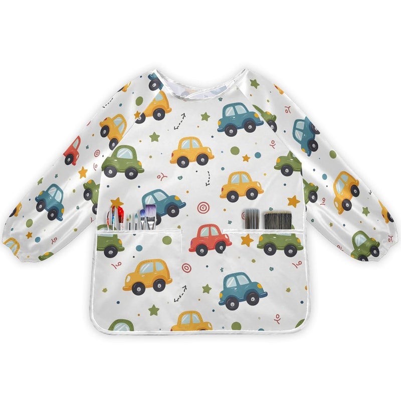 Bolaz Painting Smocks for Kids 24 Art Smocks Eating with Pockets Childish Truck Excavator Waterproof Long Sleeve Toddler Infant Children Apron - Image 2