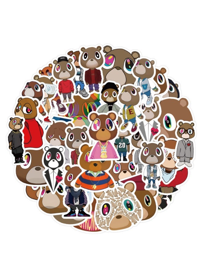 NIBEMINENT 60 Pcs Kanye Graduation Bear Deco Kit Waterproof Stickers, High Definition Printing Bright Colors, Suitable for Laptop Skateboard Luggage Water Bottle Guitar DIY  - Image 1