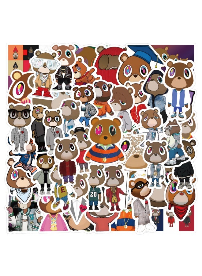 NIBEMINENT 60 Pcs Kanye Graduation Bear Deco Kit Waterproof Stickers, High Definition Printing Bright Colors, Suitable for Laptop Skateboard Luggage Water Bottle Guitar DIY  - Image 2
