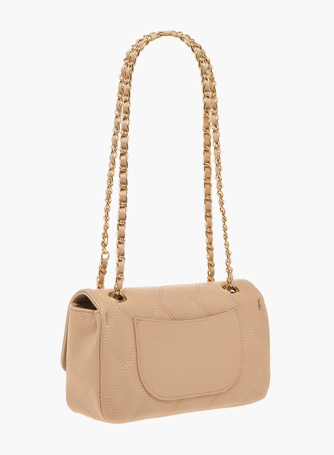 Flora Bella By Shoexpress Womens Quilted Shoulder Bag With Twist Lock Closure And Chain Strap - Image 3