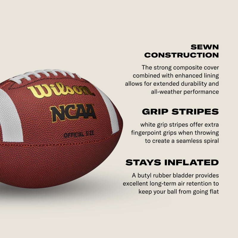 Wilson NCAA Composite Football - Youth Size, Brown - Image 4