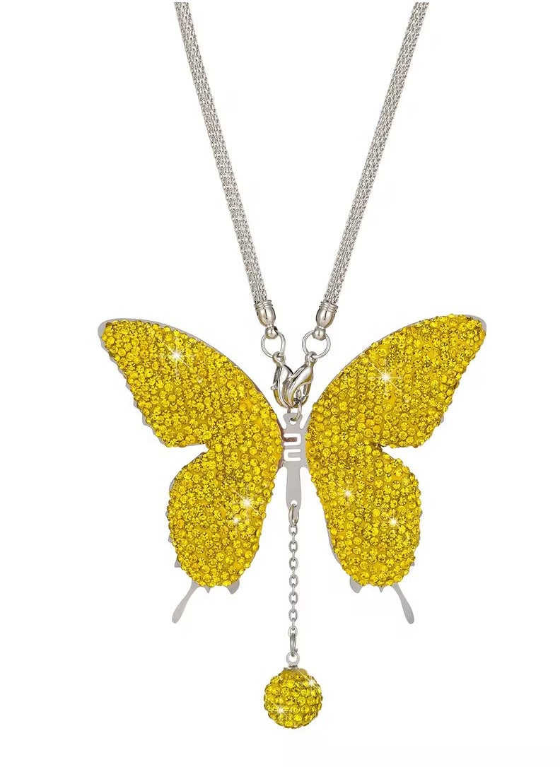 OLUDENIZ - Crystal Butterfly Rearview Mirror Pendant – Automotive Diamond Interior Ornament - Image 1