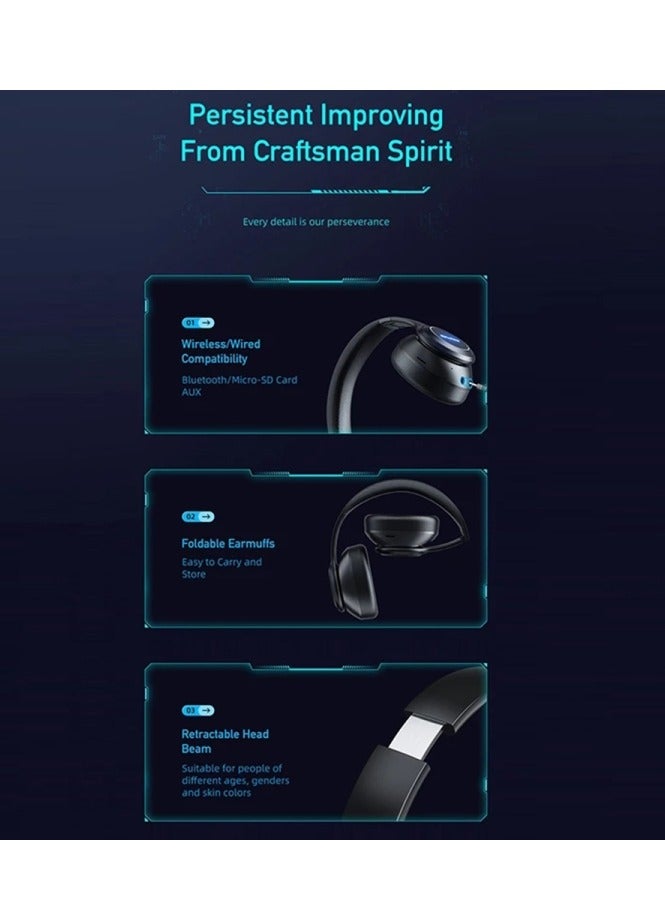 Awei A200BL Wireless Stereo Headphone - Use Bluetooth Or AUX Connection -Superior Bass Sound - Black - Image 4