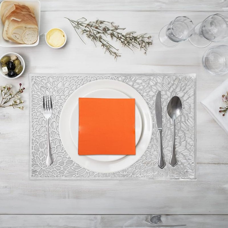 وردة حمراء برتقالية 13 × 13 بوصة مناديل ورقية غير قابلة للانزلاق تستخدم لمرة واحدة 120 قطعة لحفلات الزفاف والعشاء - Image 4